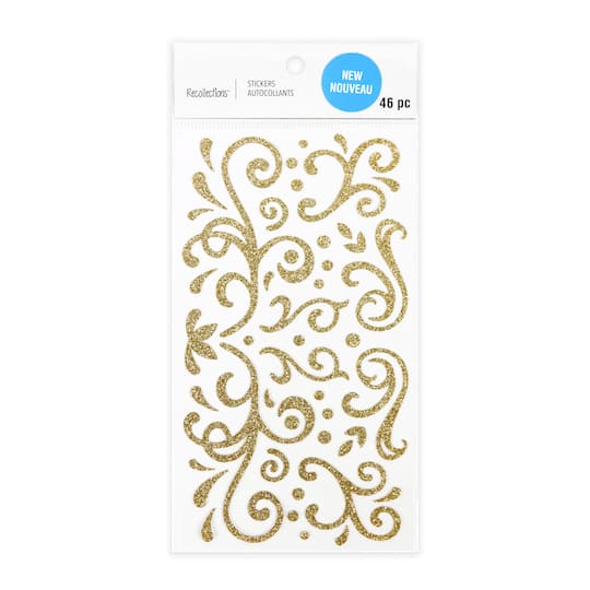 Gold Glitter Swirl Stickers by Recollections&#x2122;